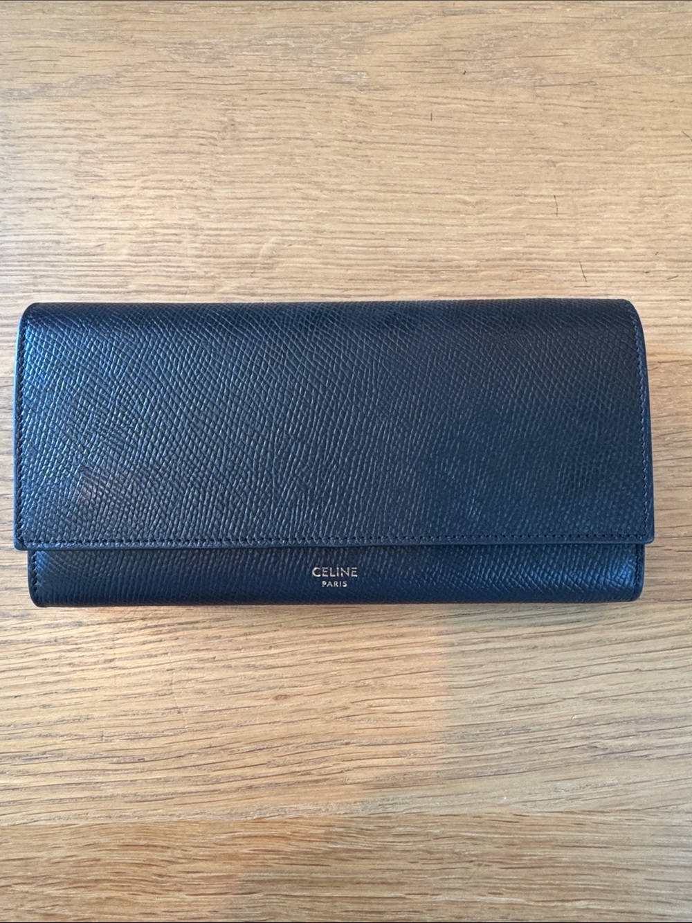 Celine Black Textured Leather Fold-Over Wallet